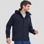 A model wearing a black Russell HydraPlus 2000 Jacket