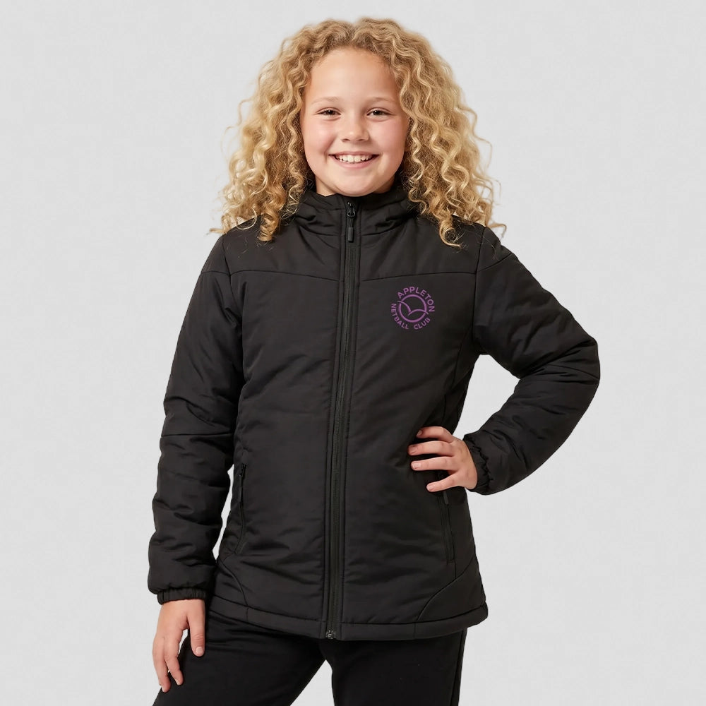 model wearing Appleton Netball Thermal Jacket - Junior
