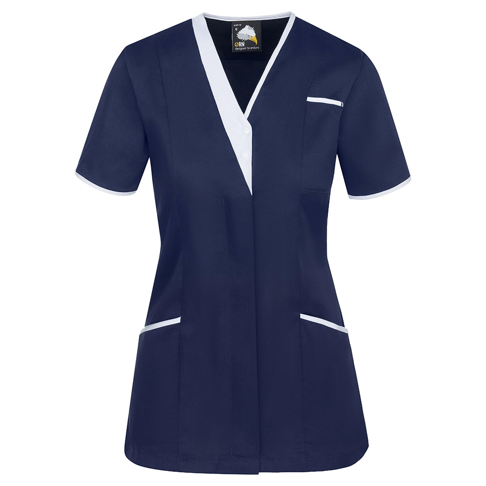 navy / white trim 8200 Tonia V Neck Ladies Tunic