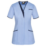 sky / navy trim 8200 Tonia V Neck Ladies Tunic