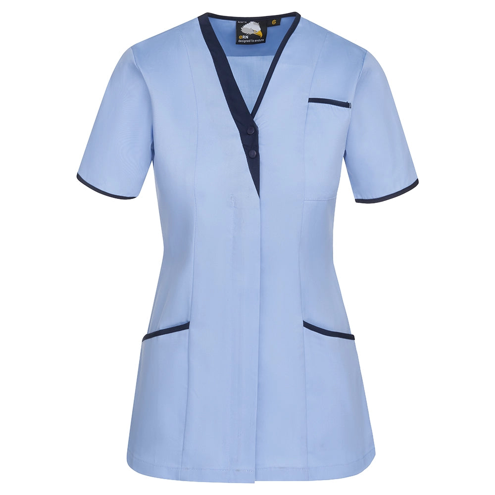 sky / navy trim 8200 Tonia V Neck Ladies Tunic