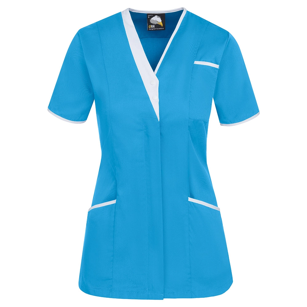 teal / white trim 8200 Tonia V Neck Ladies Tunic