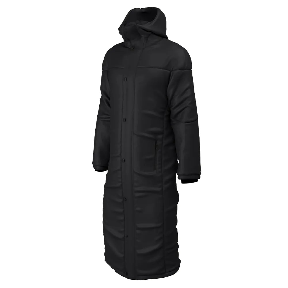 front side view of Touchline Coat Black 