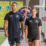 models wearing Edge Team Polo in black and navy