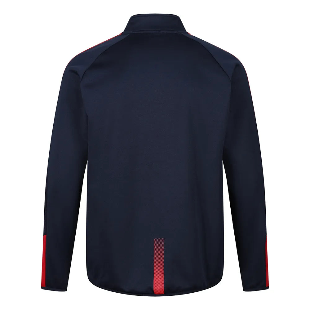 back view of Edge Pro Mid-Layer navy red