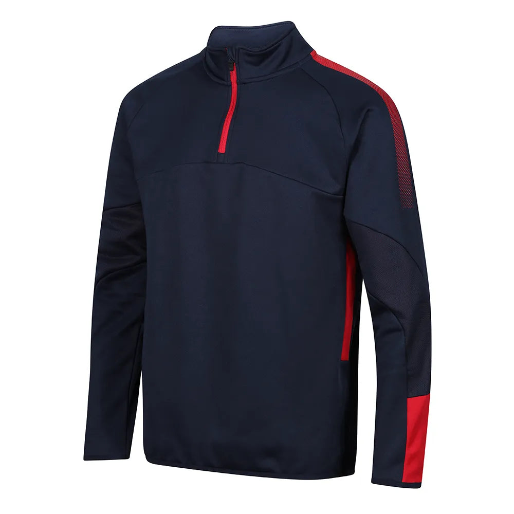 front side view Edge Pro Mid-Layer navy red