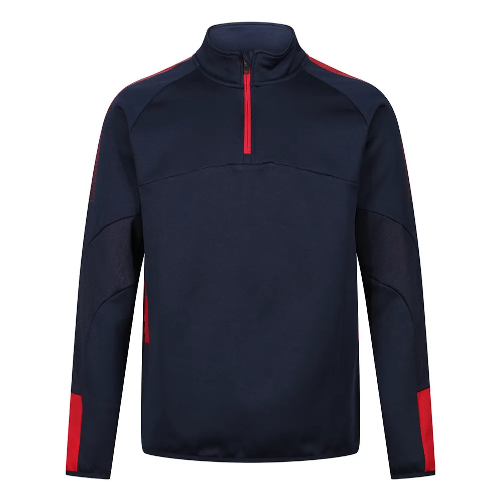 front view of Edge Pro Mid-Layer navy red