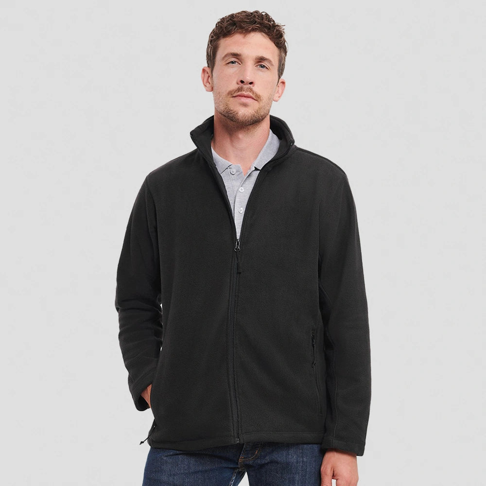 model wearing Russell Outdoor Fleece Jacket in black