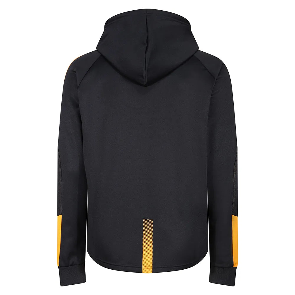 back view of Edge Pro Poly Hoodie black/amber