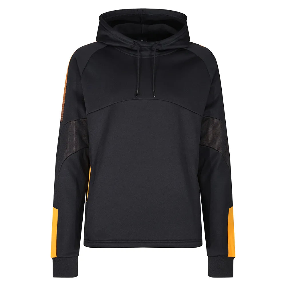 front view of Edge Pro Poly Hoodie black/amber