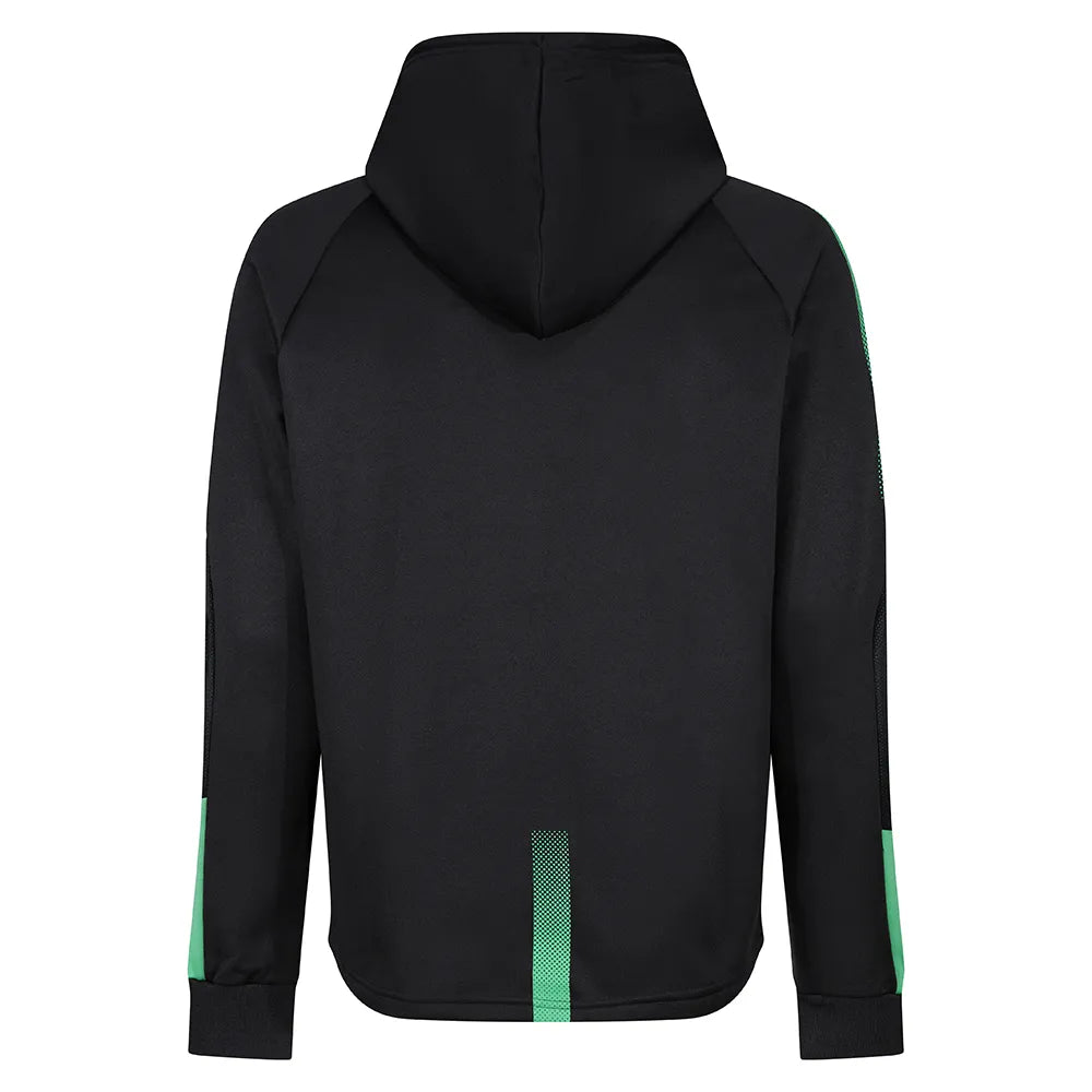 back view of Edge Pro Poly Hoodie black / emerald