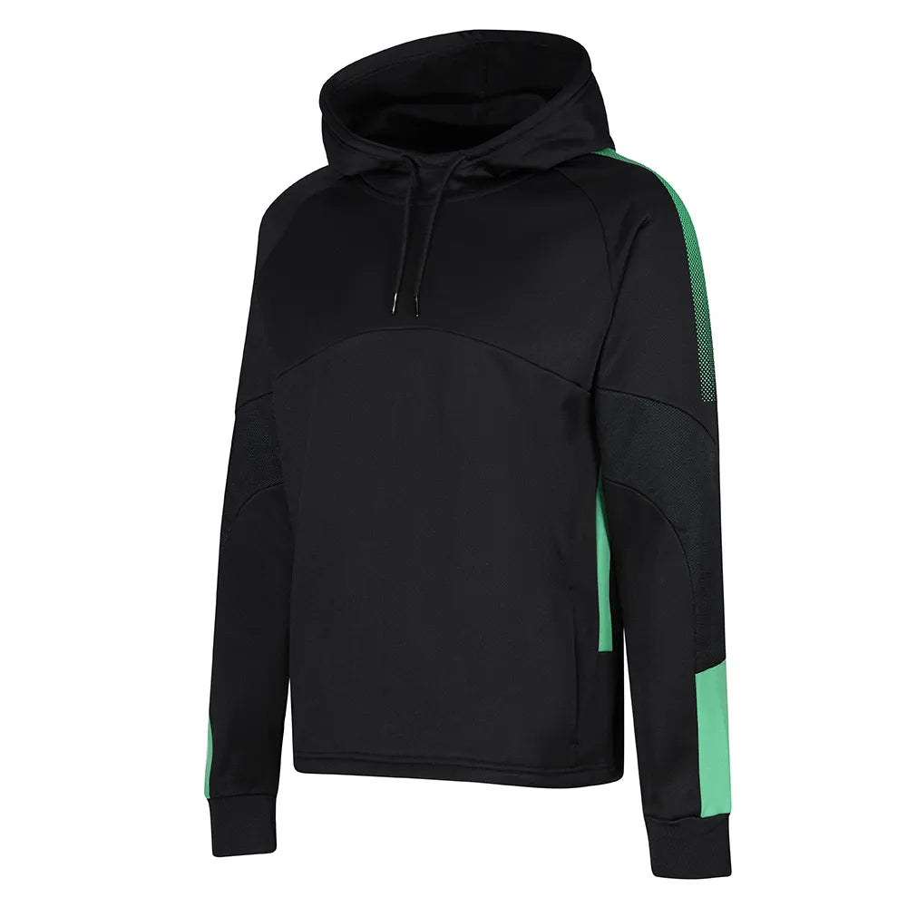 front view of Edge Pro Poly Hoodie black / emerald