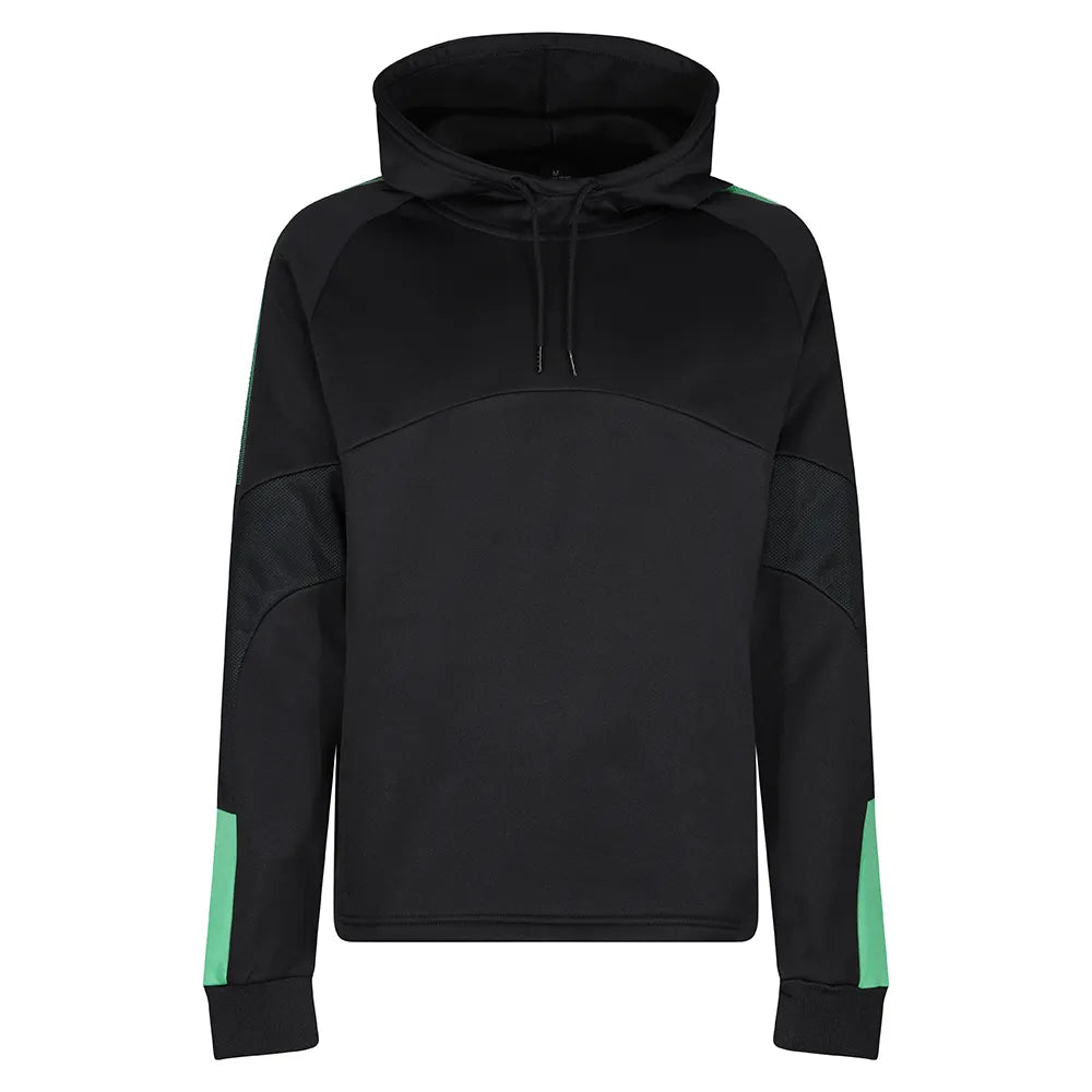 front view of Edge Pro Poly Hoodie black / emerald