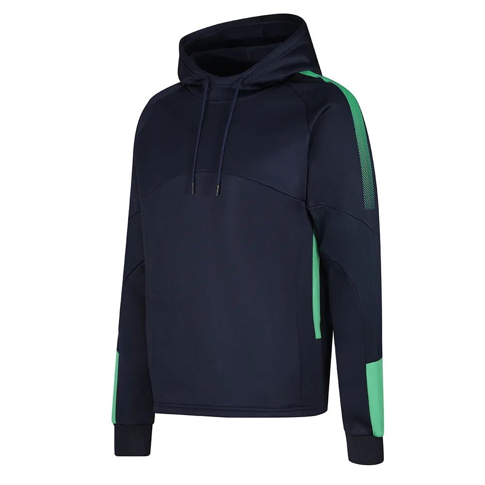 front side view of Edge Pro Poly Hoodie navy / emerald