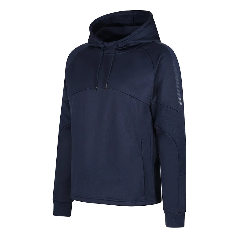 front side view of Edge Pro Poly Hoodie navy