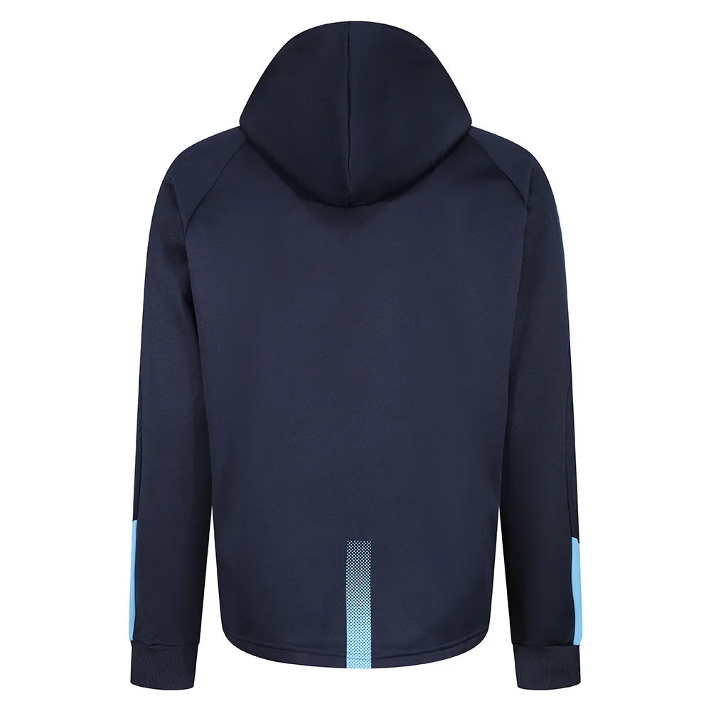 back view of Edge Pro Poly Hoodie navy /sky