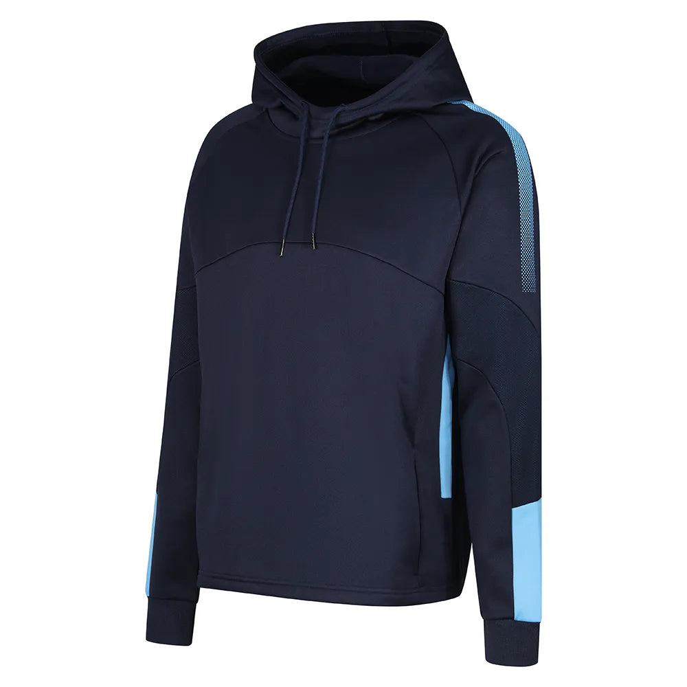 front side view of Edge Pro Poly Hoodie navy / sky