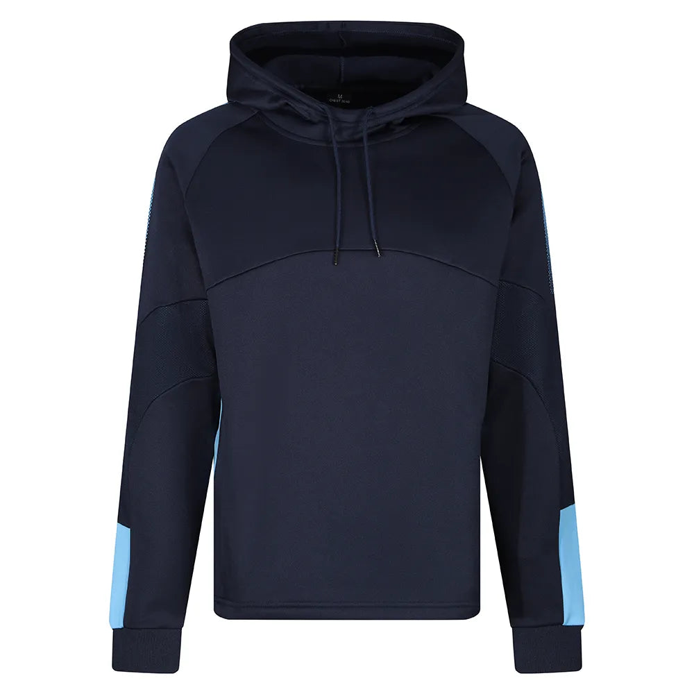 front view of Edge Pro Poly Hoodie navy / sky