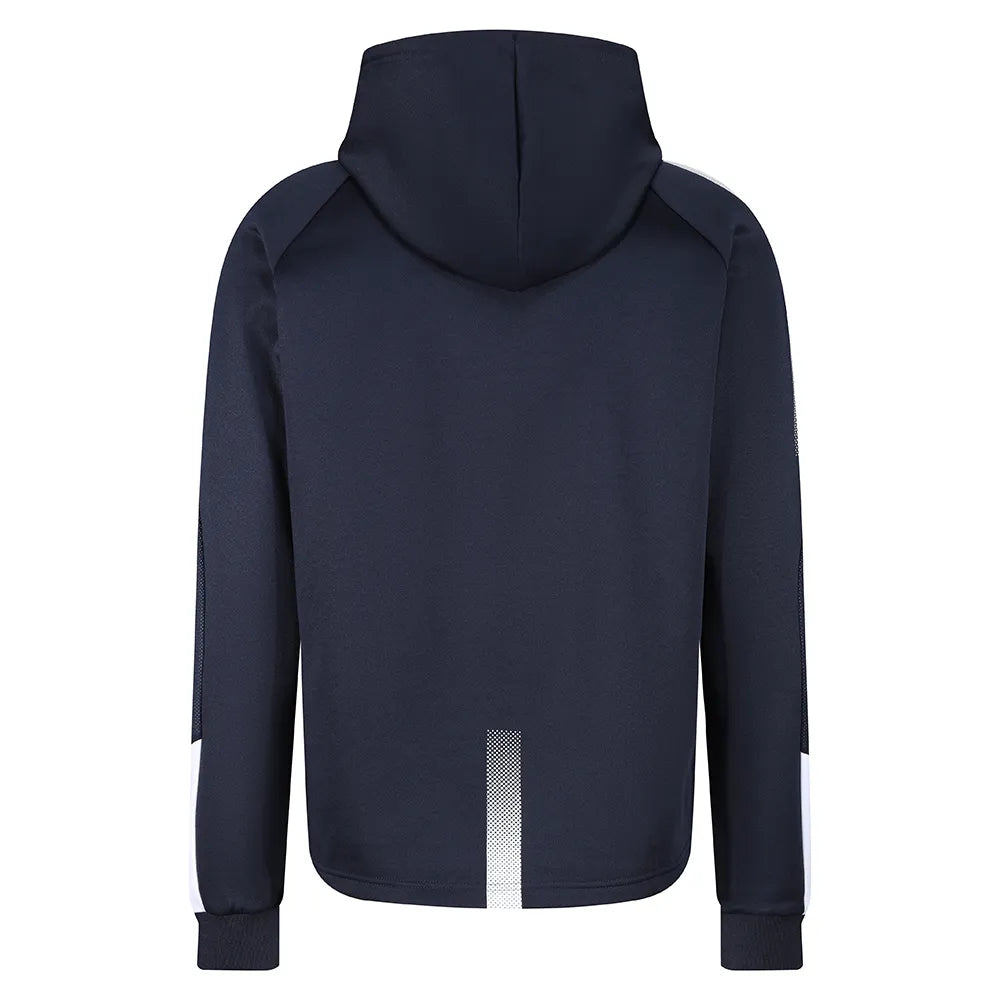 back view of Edge Pro Poly Hoodie navy / white