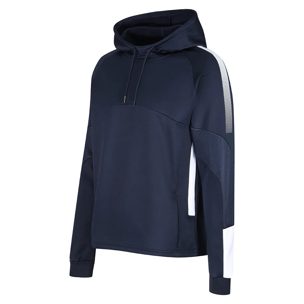 front side view of Edge Pro Poly Hoodie navy / white