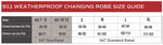 Weatherproof Changing Robe size guide