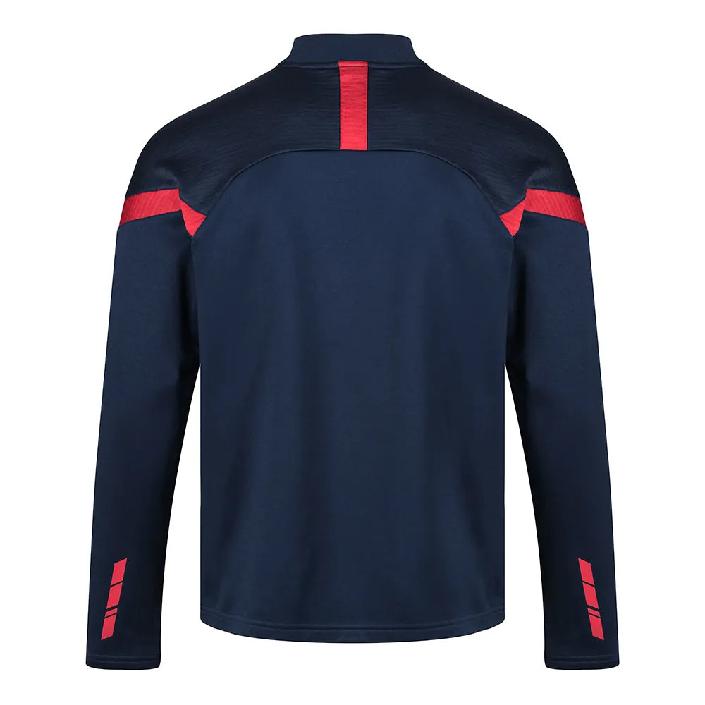 back view of Kinetic Sports Midlayer Navy red
