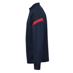 side view of Kinetic Sports Midlayer Navy red