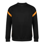 Kinetic crew top in black with amber accents on sleeves