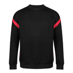 front view of Kinetic Sports Crew Neck Tech Top Black red