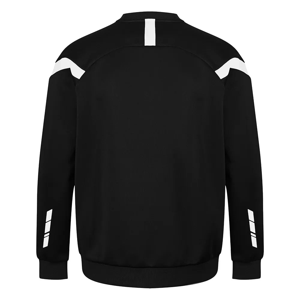 back view of Kinetic Sports Crew Neck Tech Top Black white