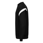 side view of Kinetic Sports Crew Neck Tech Top Black white