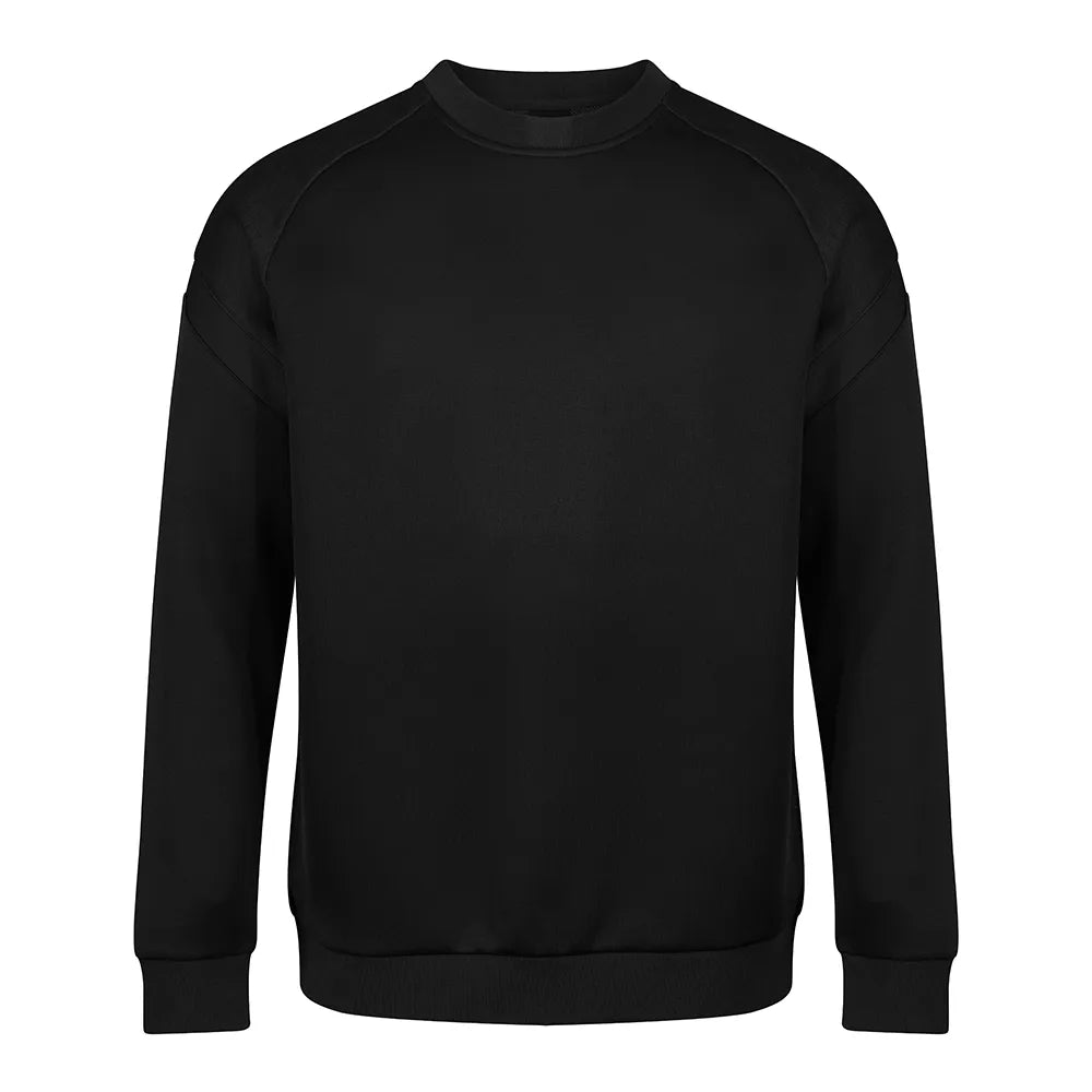 front view of Kinetic Sports Crew Neck Tech Top Black
