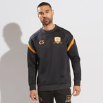 model wearing Kinetic Sports Crew Neck Tech Top Black amber