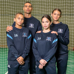 models wearing Kinetic Sports Crew Neck Tech Top Navy sky