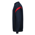 side view of Kinetic Sports Crew Neck Tech Top Navy red