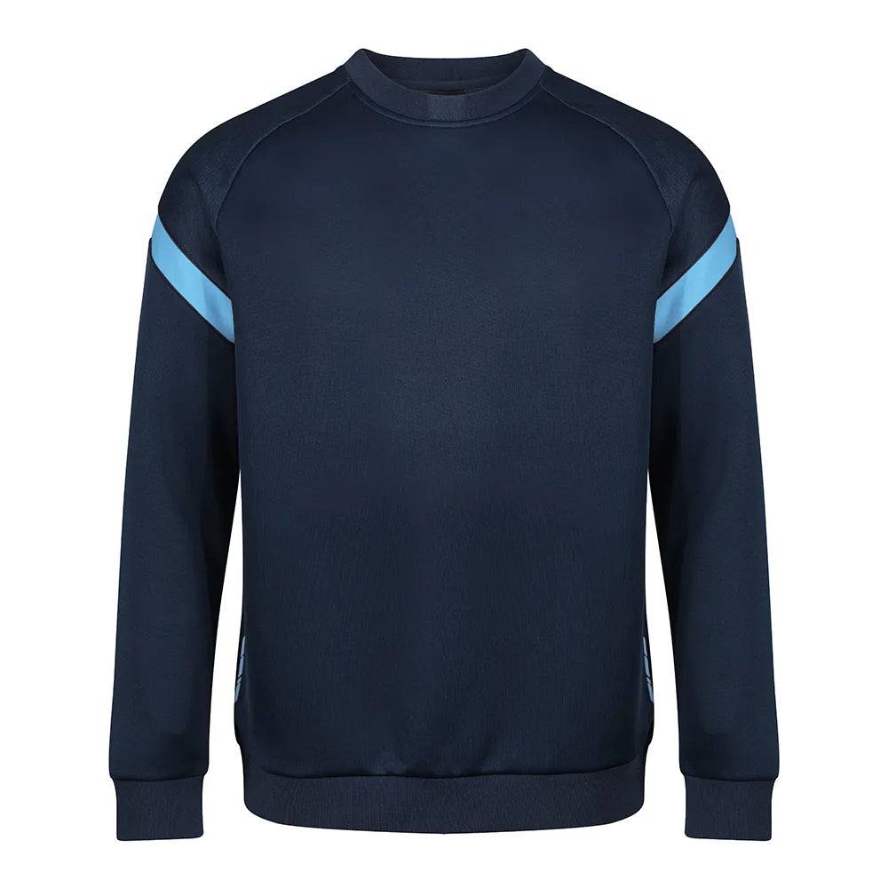 front view of Kinetic Sports Crew Neck Tech Top Navy sky