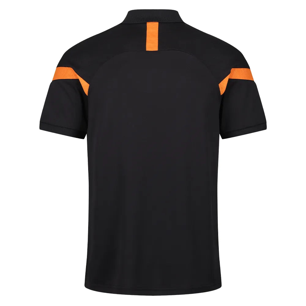 back view of Kinetic Sports Tech Polo Black amber