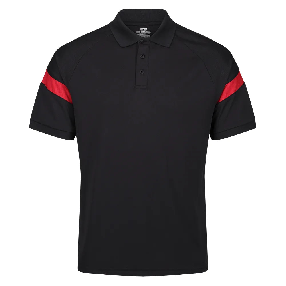 front view of Kinetic Sports Tech Polo Black red