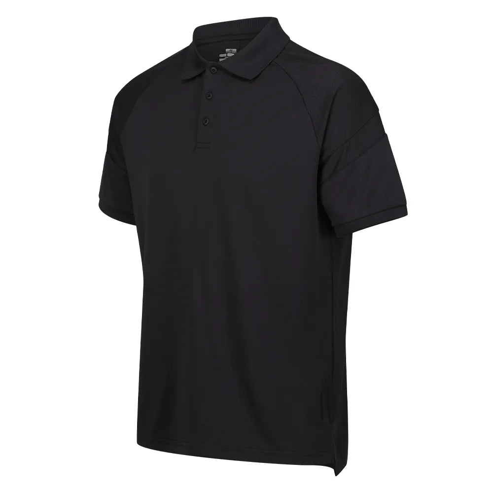 front side view of Kinetic Sports Tech Polo Black