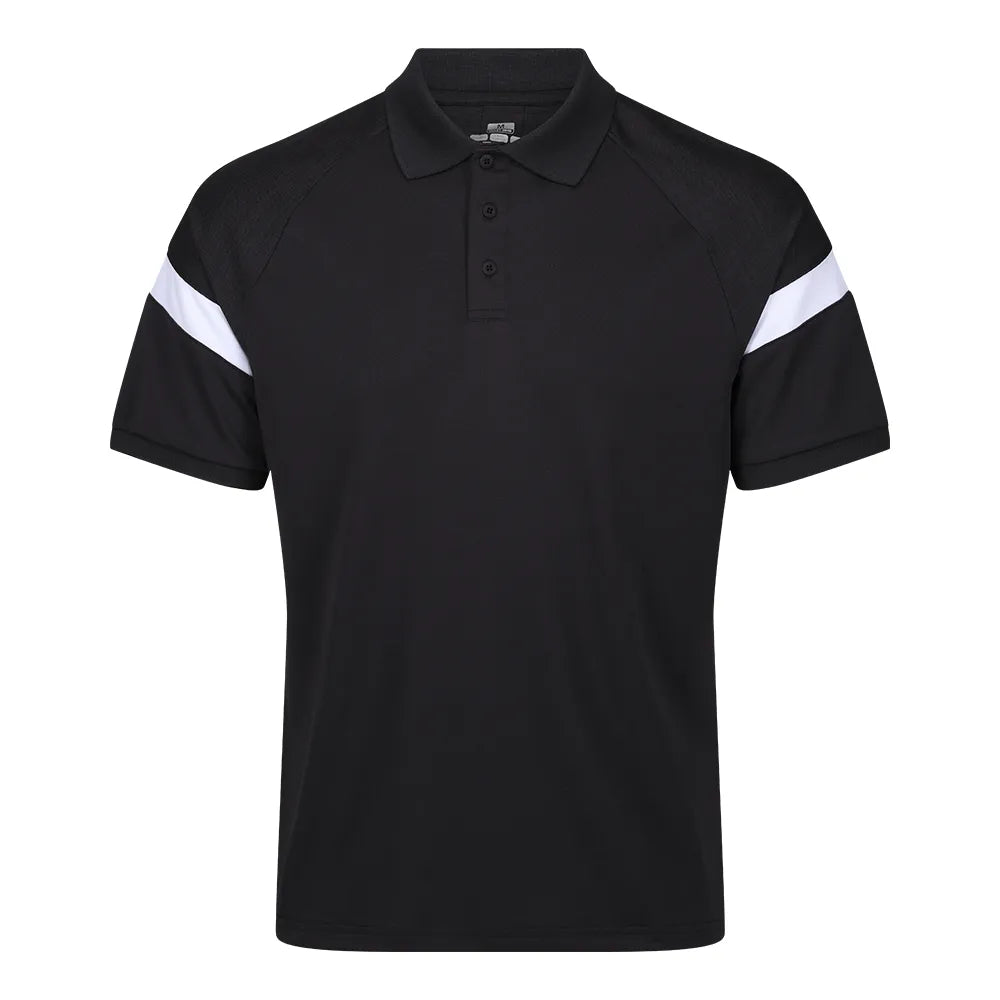 front view of Kinetic Sports Tech Polo Black white