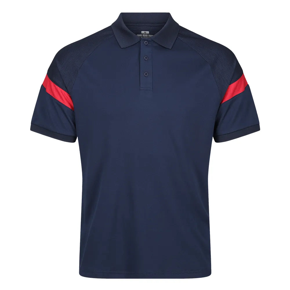front view of Kinetic Sports Tech Polo Navy red