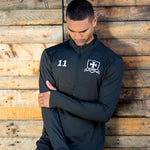 model wearing Premium Stretch Midlayer navy