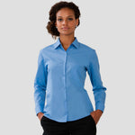 Russell Collection Ladies Long Sleeve Easy Care Poplin Shirt 934F in corporate blue