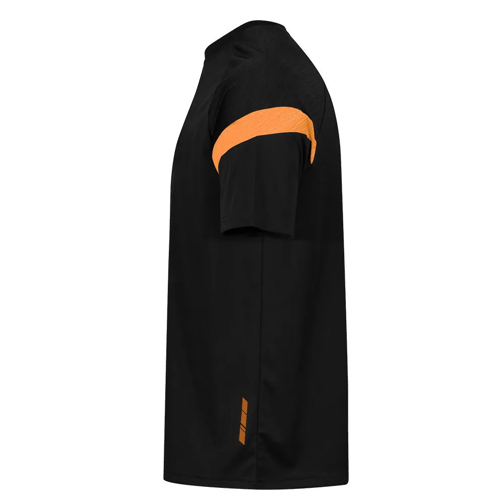 side view of Kinetic Sports Tech Tee Black amber