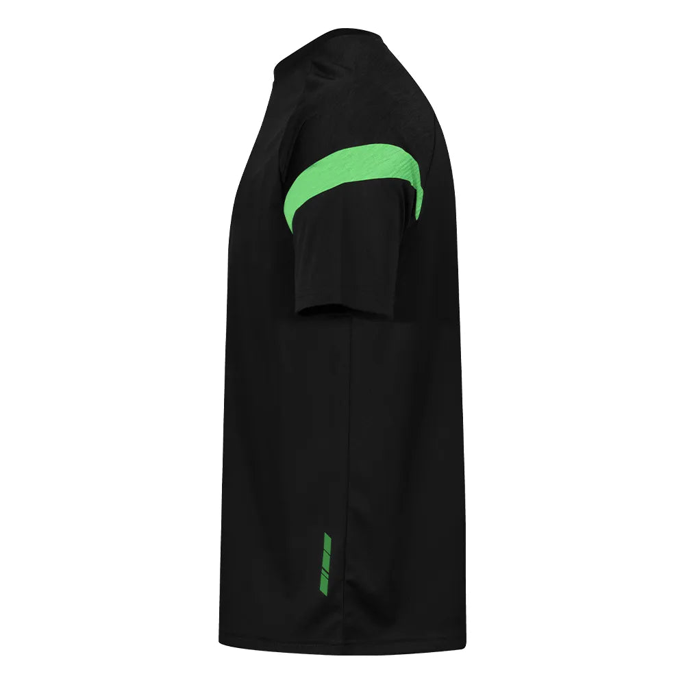 side view of Kinetic Sports Tech Tee Black emerald