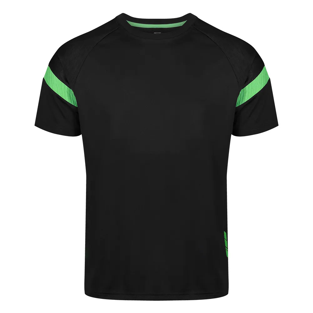 front view of Kinetic Sports Tech Tee Black emerald