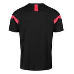 Rear view of kinetic sports tech tee black with red accents