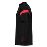 Kinetic sports tech tee black with red accents - side view