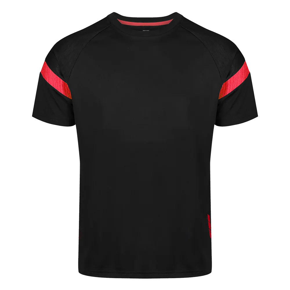 Kinetic sports tech tee black with red accents