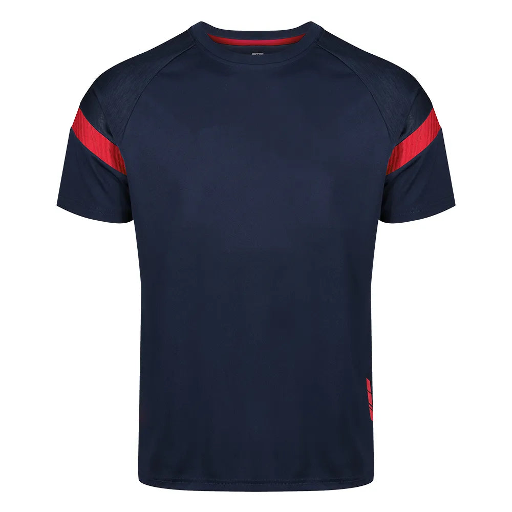 front view of Kinetic Sports Tech Tee Navy Red